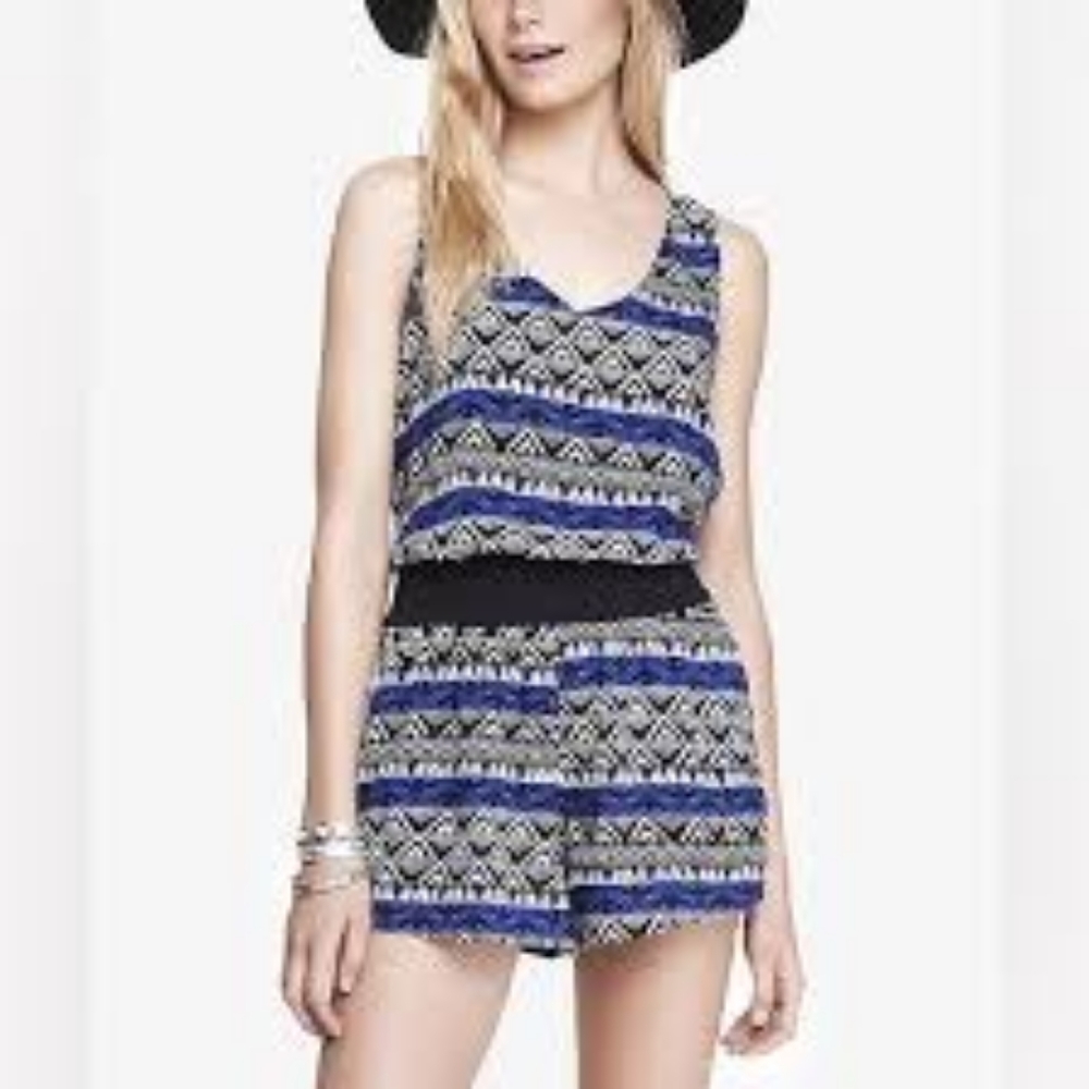 Express Blue Pattern Romper